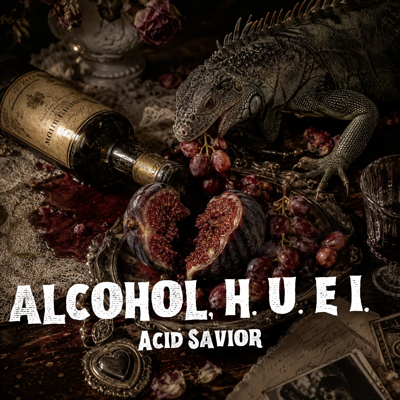 Alcohol, Higo, Uvas e Iguanas